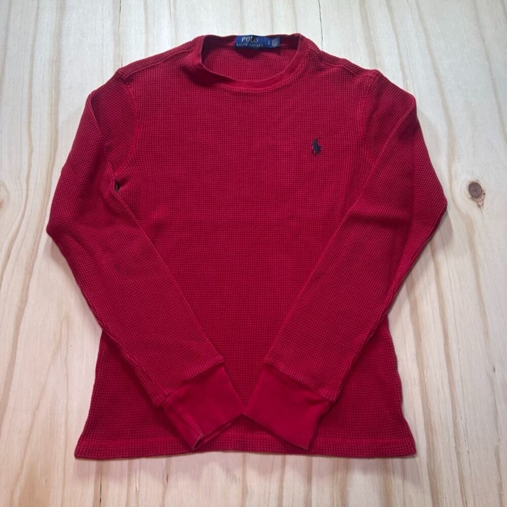 Polo Ralph Lauren Red Thermal Waffle Knit Longsleeve Shirt Mens Small